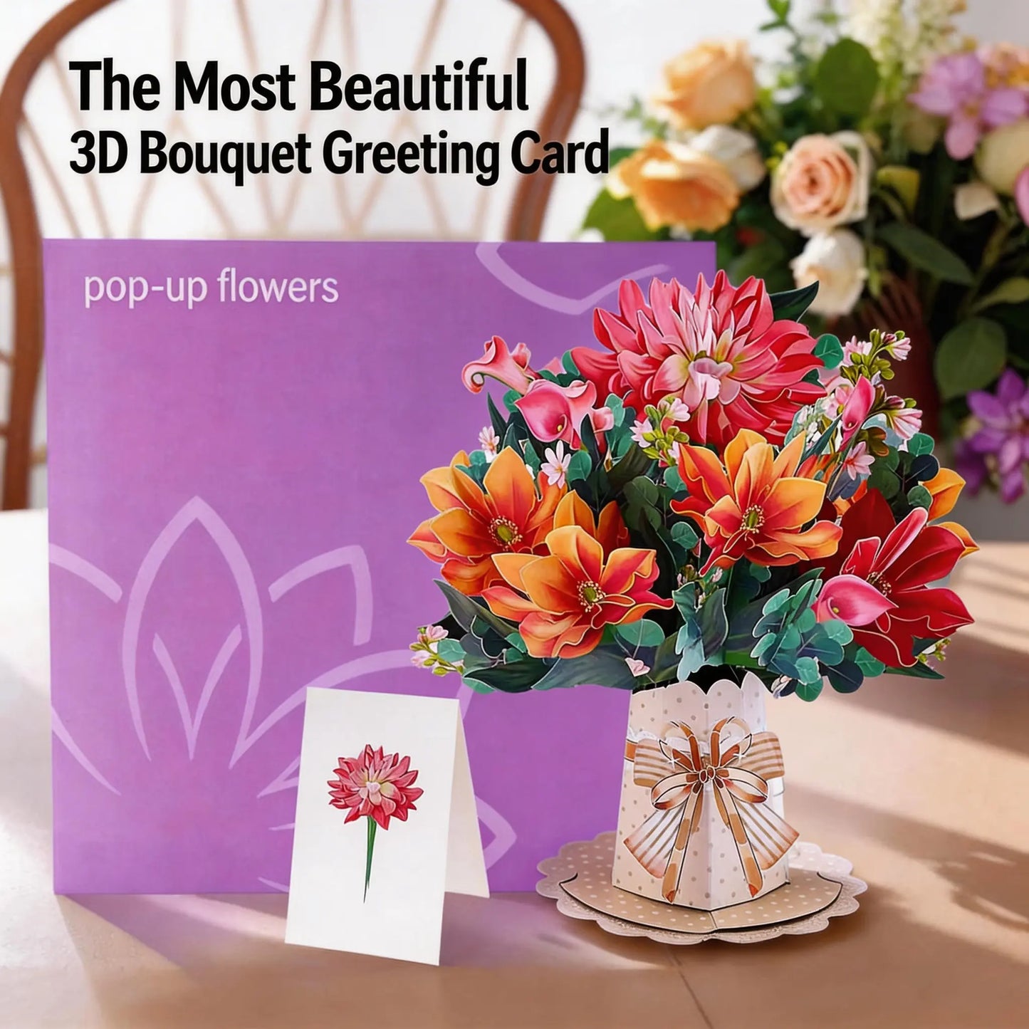 Mother's Day 3D Greeting Card Preserved Flower Pop up Card 