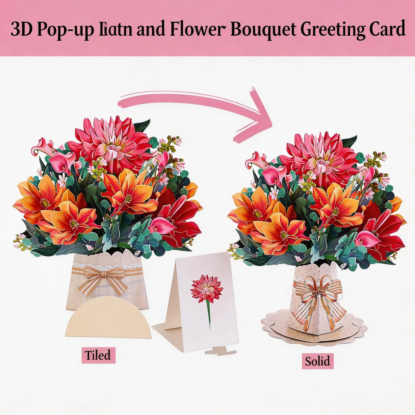 Mother's Day 3D Greeting Card Preserved Flower Pop up Card 
