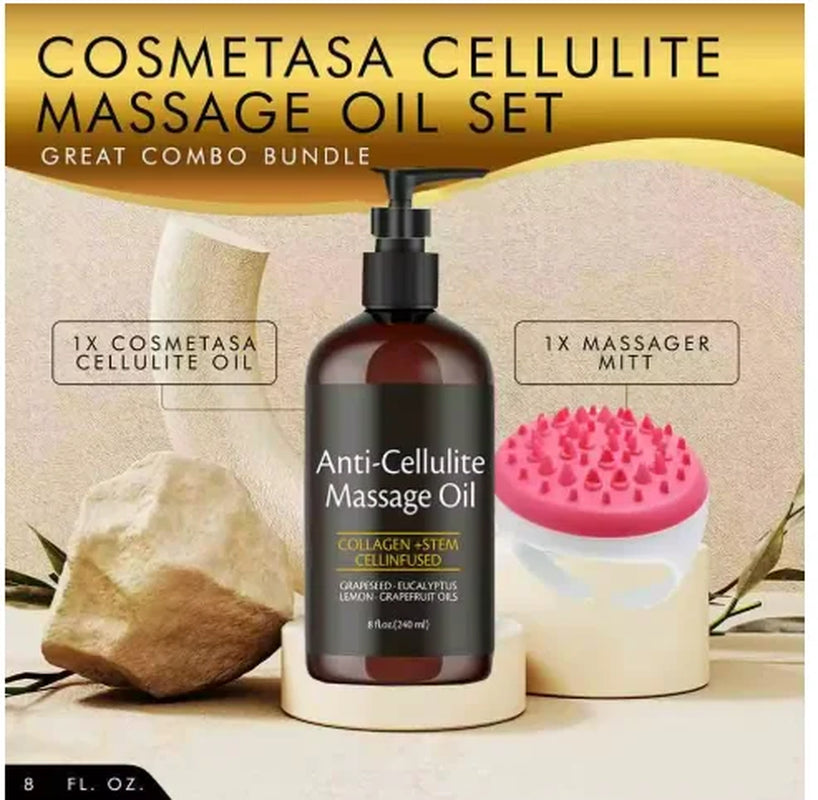 240Ml anti Cellulite Massage Oil Infused with Collagen and Stem Cell Skin Tightening Cellulite Moisturizing Body Essential Oil