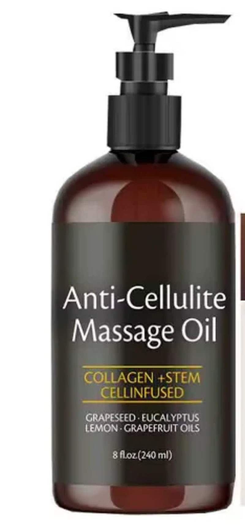 240Ml anti Cellulite Massage Oil Infused with Collagen and Stem Cell Skin Tightening Cellulite Moisturizing Body Essential Oil