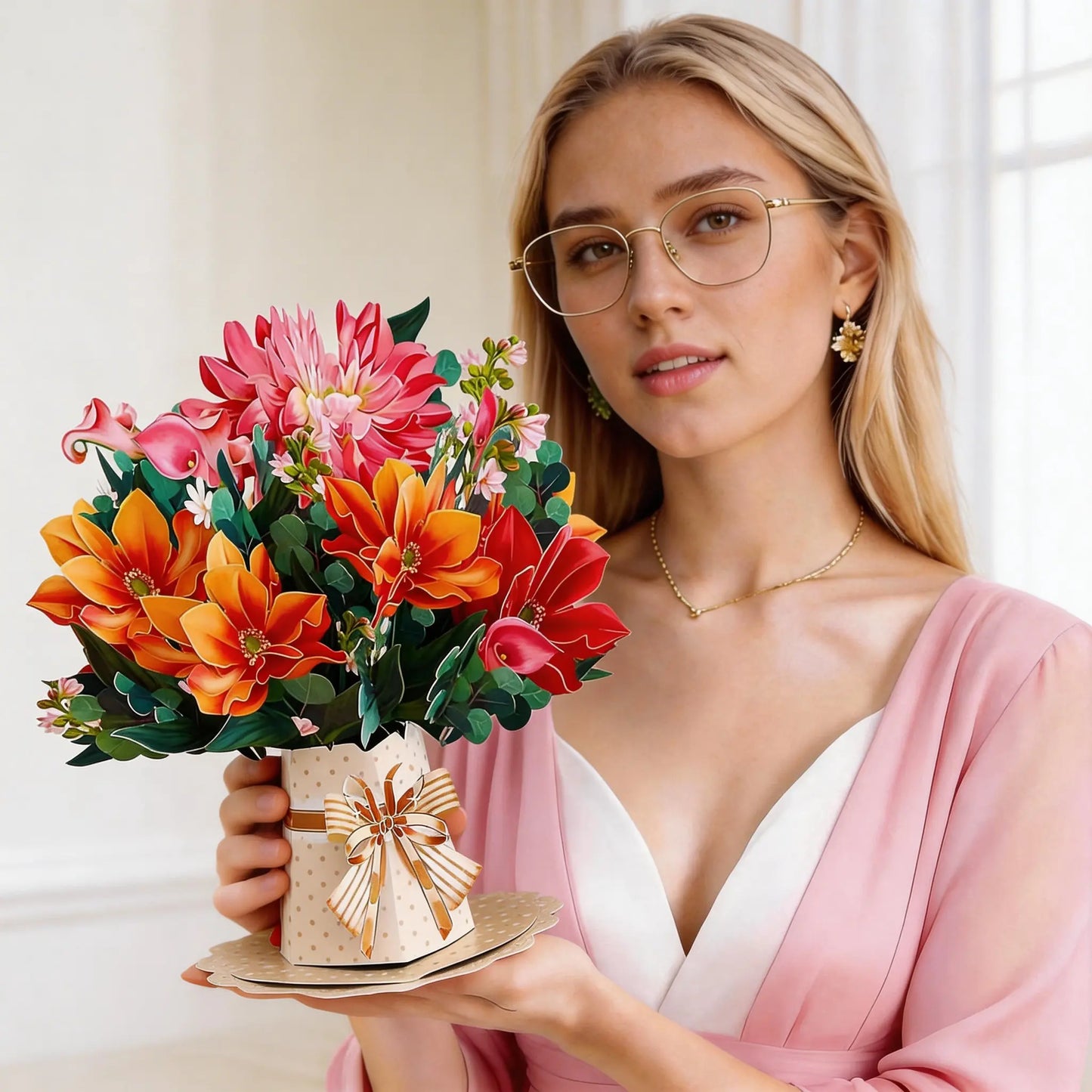 Mother's Day 3D Greeting Card Preserved Flower Pop up Card 